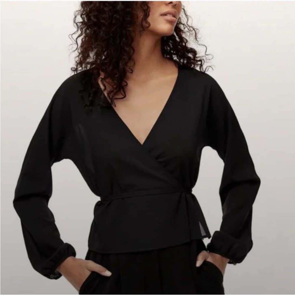 Wilfred Black Wrap Blouse